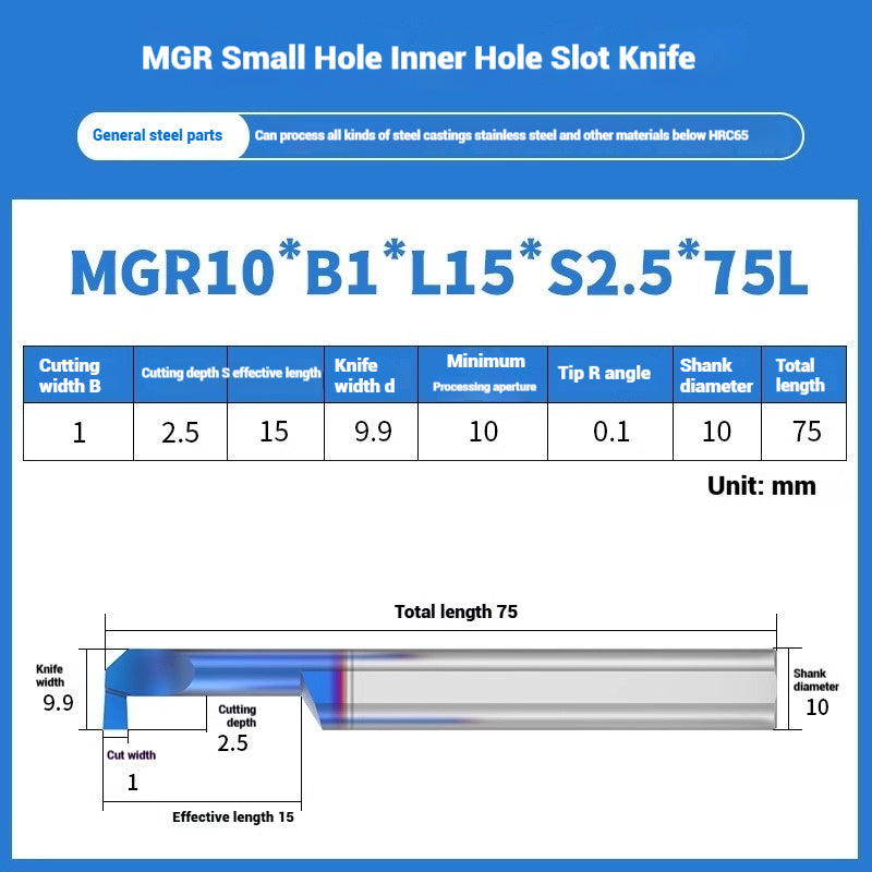 1134-MGR small bore groove cutter wear-resistant micro groove hook cutter CNC tungsten steel alloy small bore cutting groove turning tool Shandong Denso Pricision Tools Co.,Ltd.